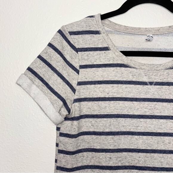 Hema T-Shirt Dress Women's Size Small Gray Blue Striped Sweater Shirt Dress - Picture 7 of 16